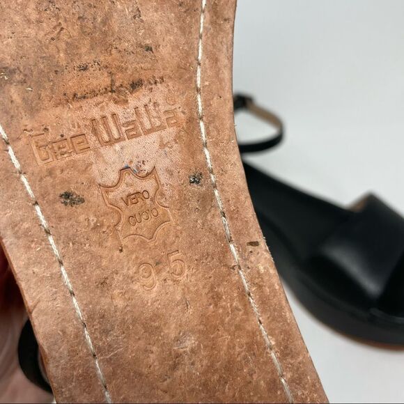 ANTHROPOLOGIE Gee WaWa Protero Black Leather Flatform Sandals Size 9.5 - Picture 9 of 9